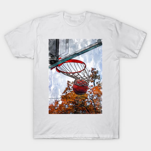 Basketball In Hoop Marker Sketch T-Shirt by ColortrixArt